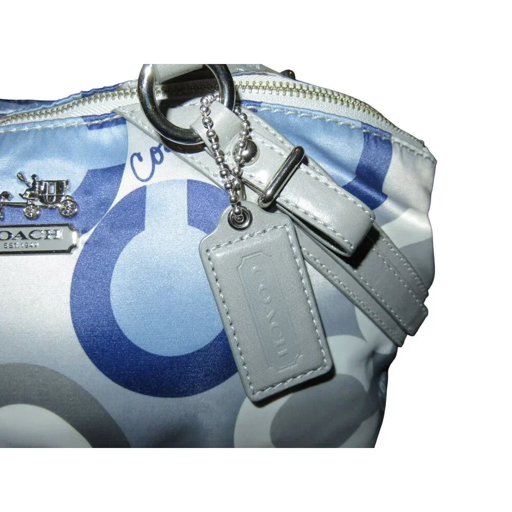 Coach 2010 Madison Clover Sophia Signature Logo Satchel Gray Sateen Leather